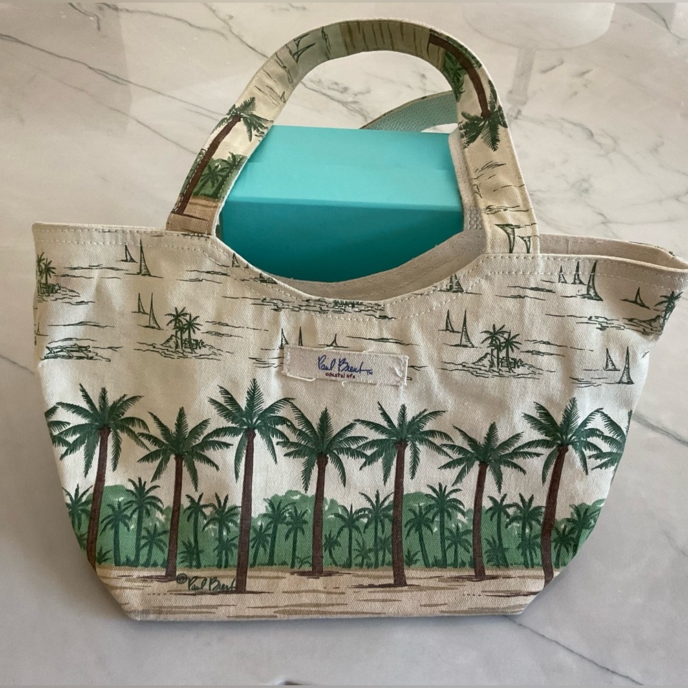 Paul Brent Oceanside Palm Tree Canvas Tote Shoulder Bag Coastal Life